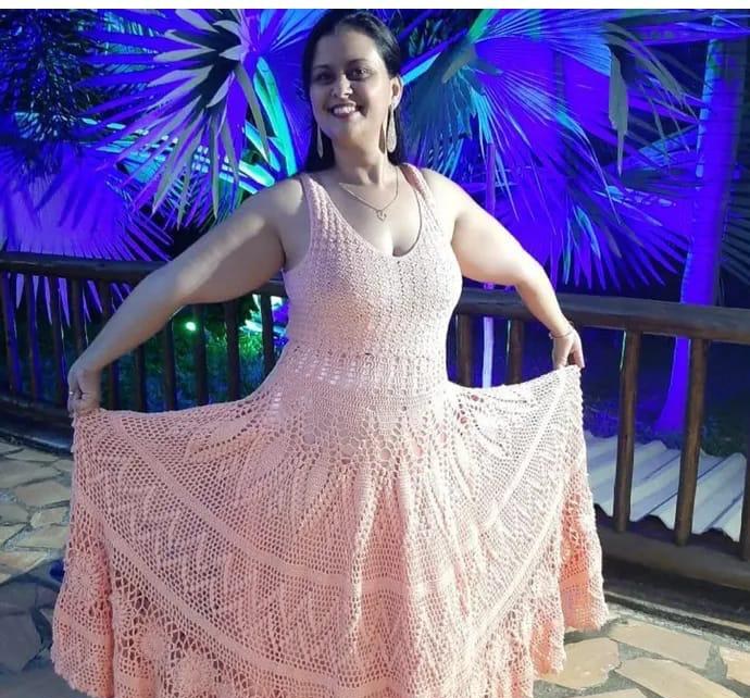 Vestido rodado rendado